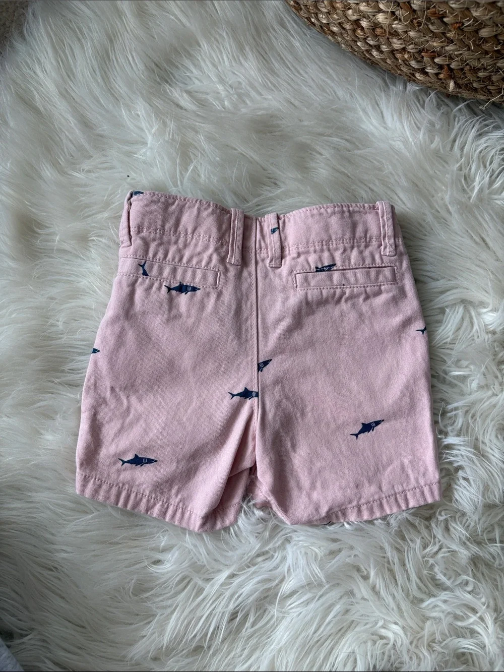 GAP Pink Shorts with Navy Shark Motif